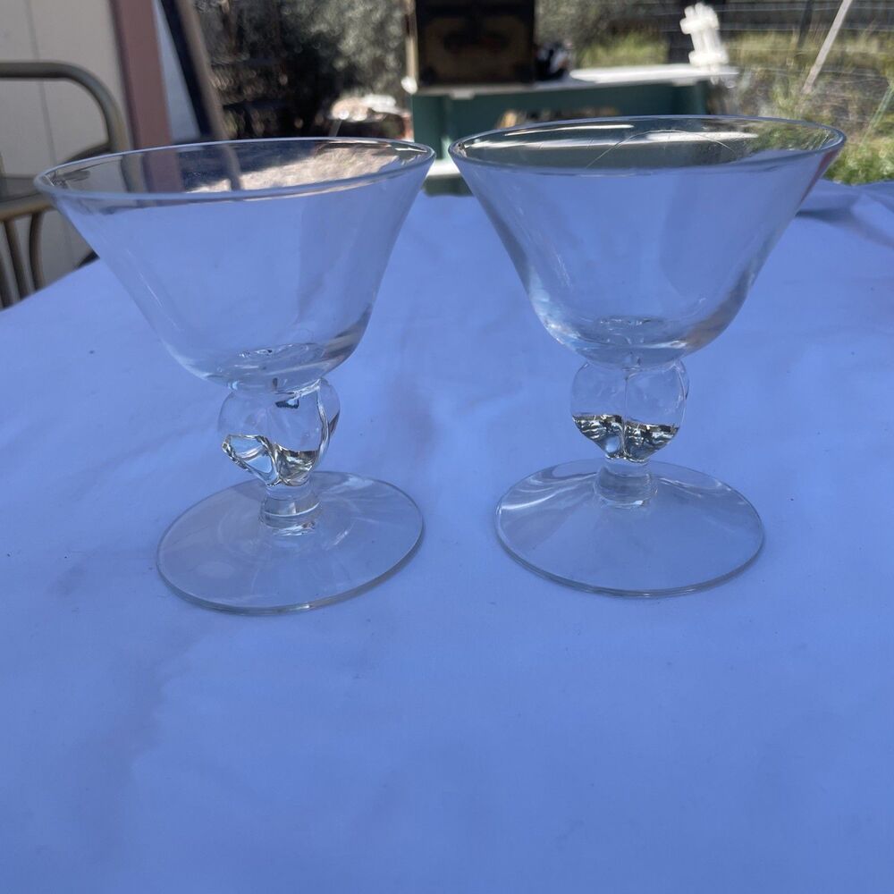 EXCELLENT CONDITION Set 2 Swedish Gulli Ingrid Sherbet Champagne Glass MCM 3.75”